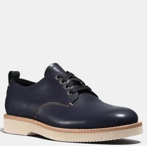 Coach Derby Navy Leather Lace Up Shoes Mens 7